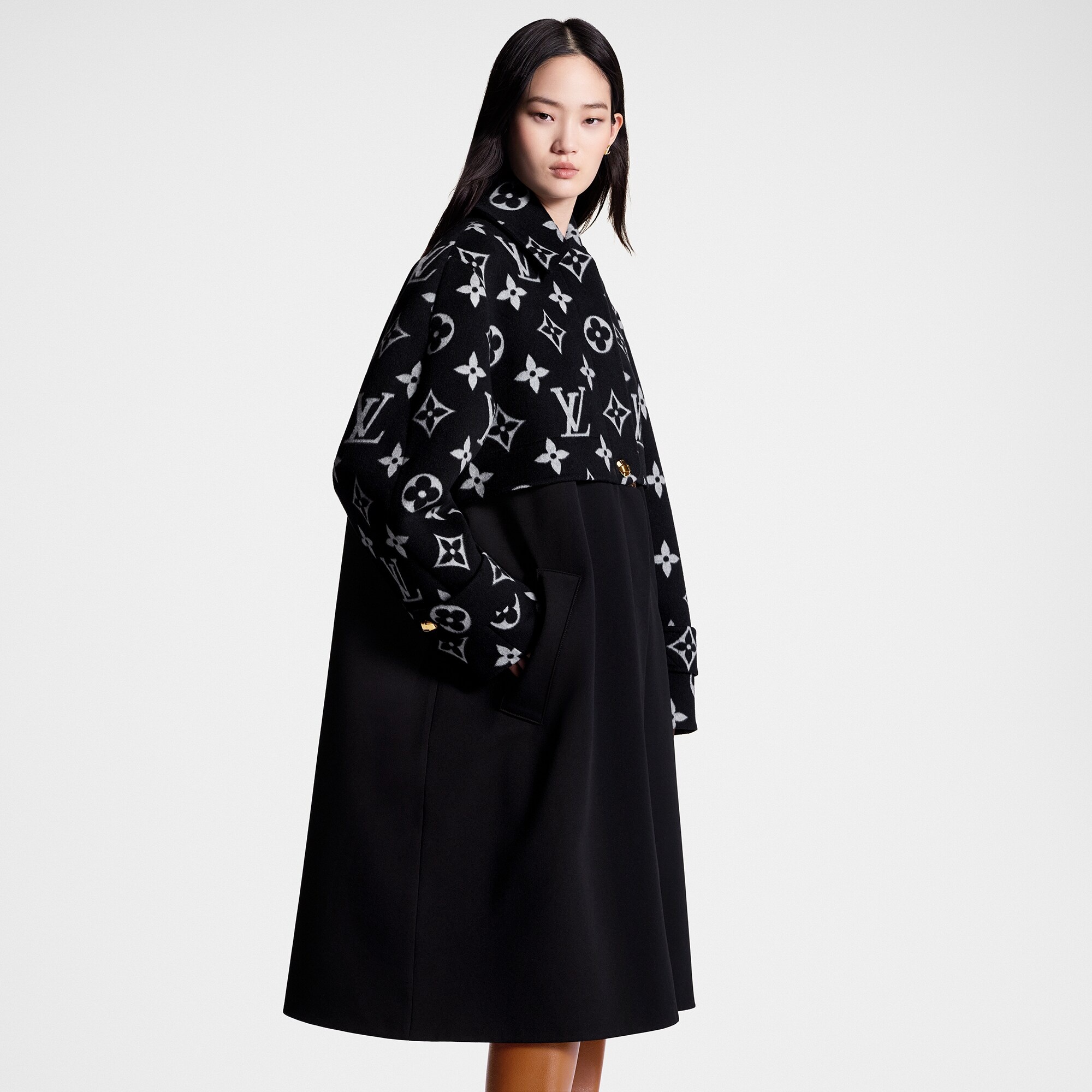 Oversized Monogram Accent Coat - 5