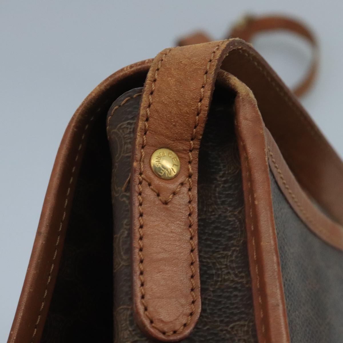 CELINE Macadam Canvas Shoulder Bag Pvc Leather Brown - 10