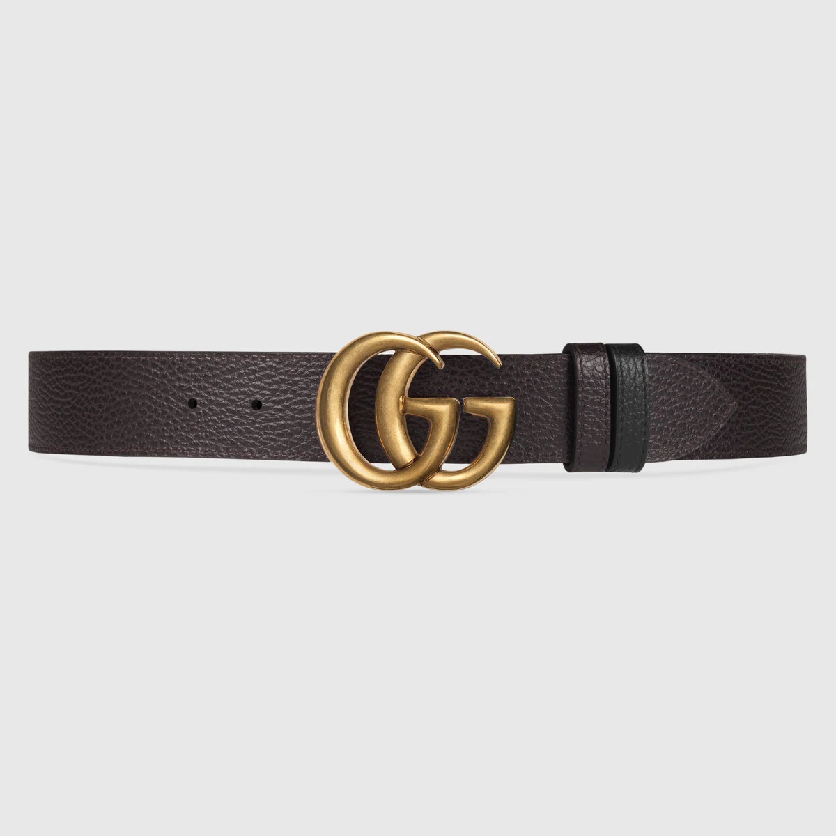 Reversible leather belt with Double G buckle - 2