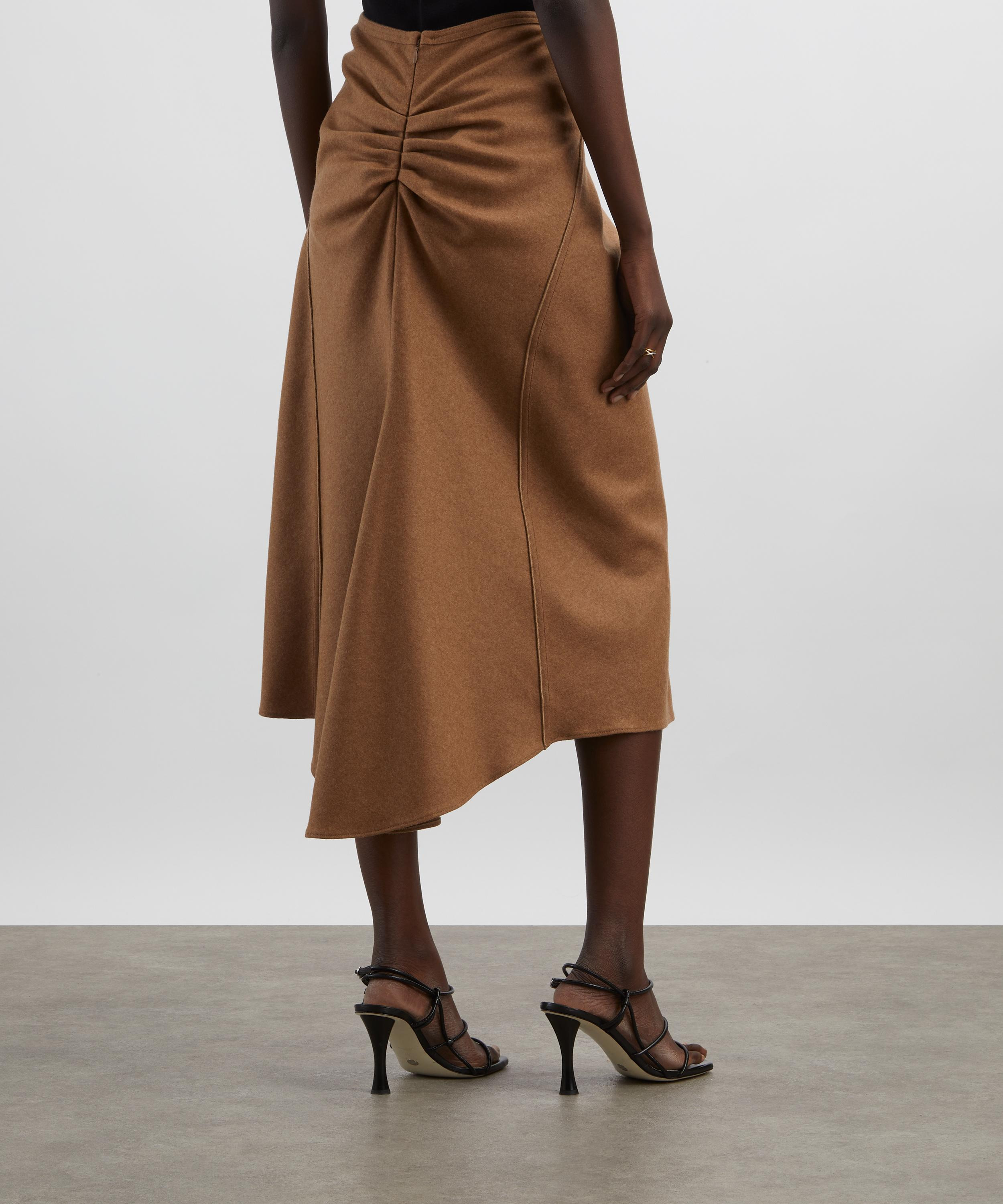 Toffee Melange Gathered Waist Midi Skirt - 4