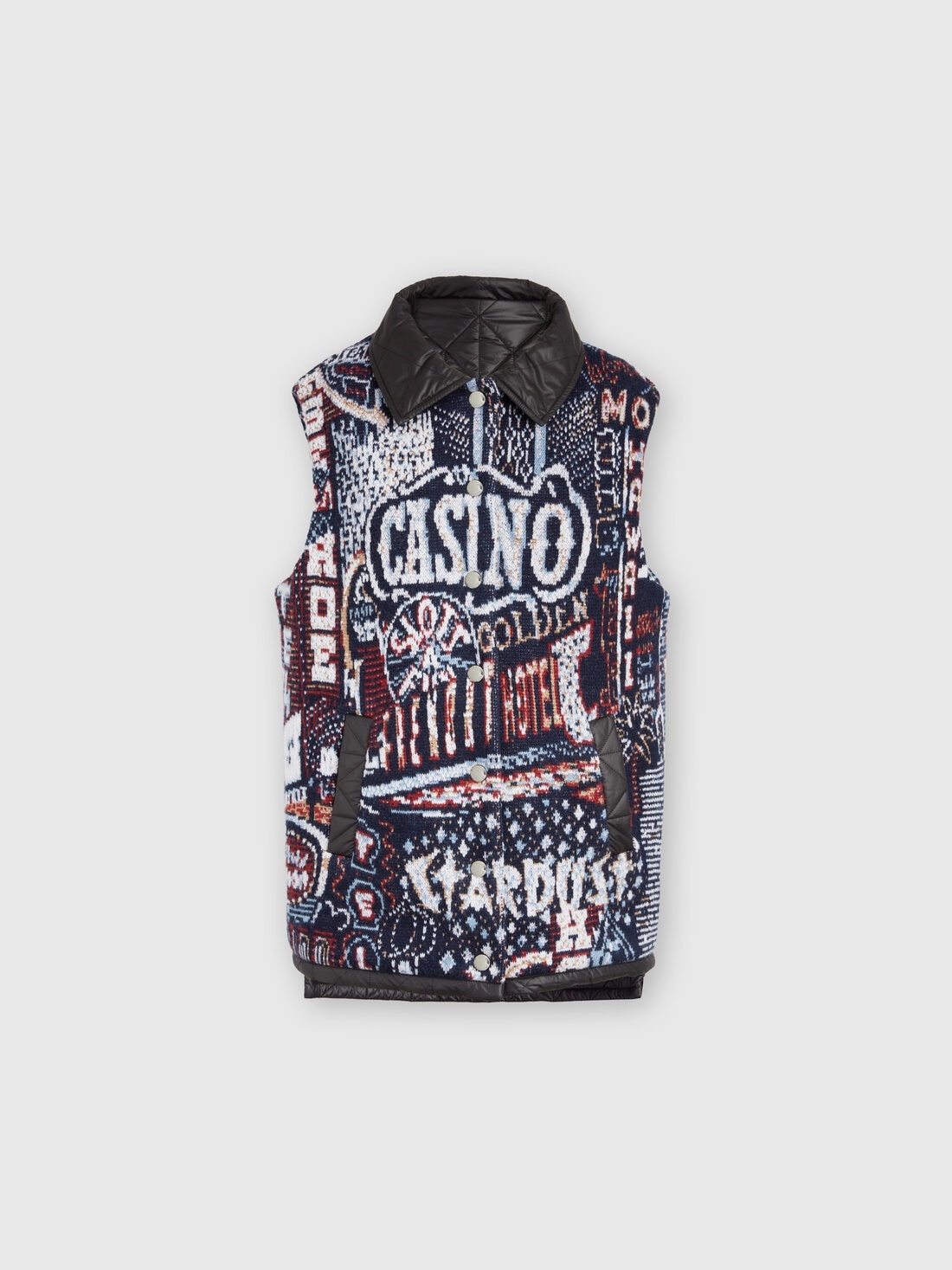 Reversible vest with stitching and lettering - 1