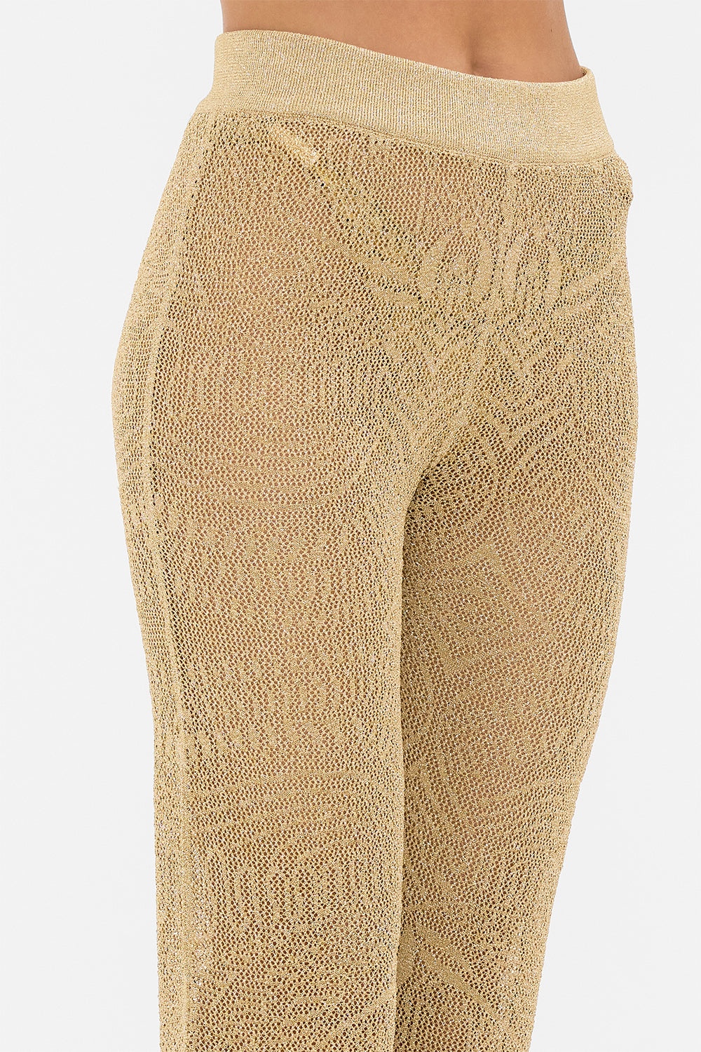 GOLD POINTELLE KNIT PANT - 6
