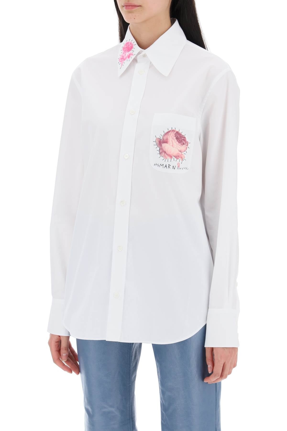 Marni "Shirt With Flower Print Patch And Embroidered Logo Women - 4