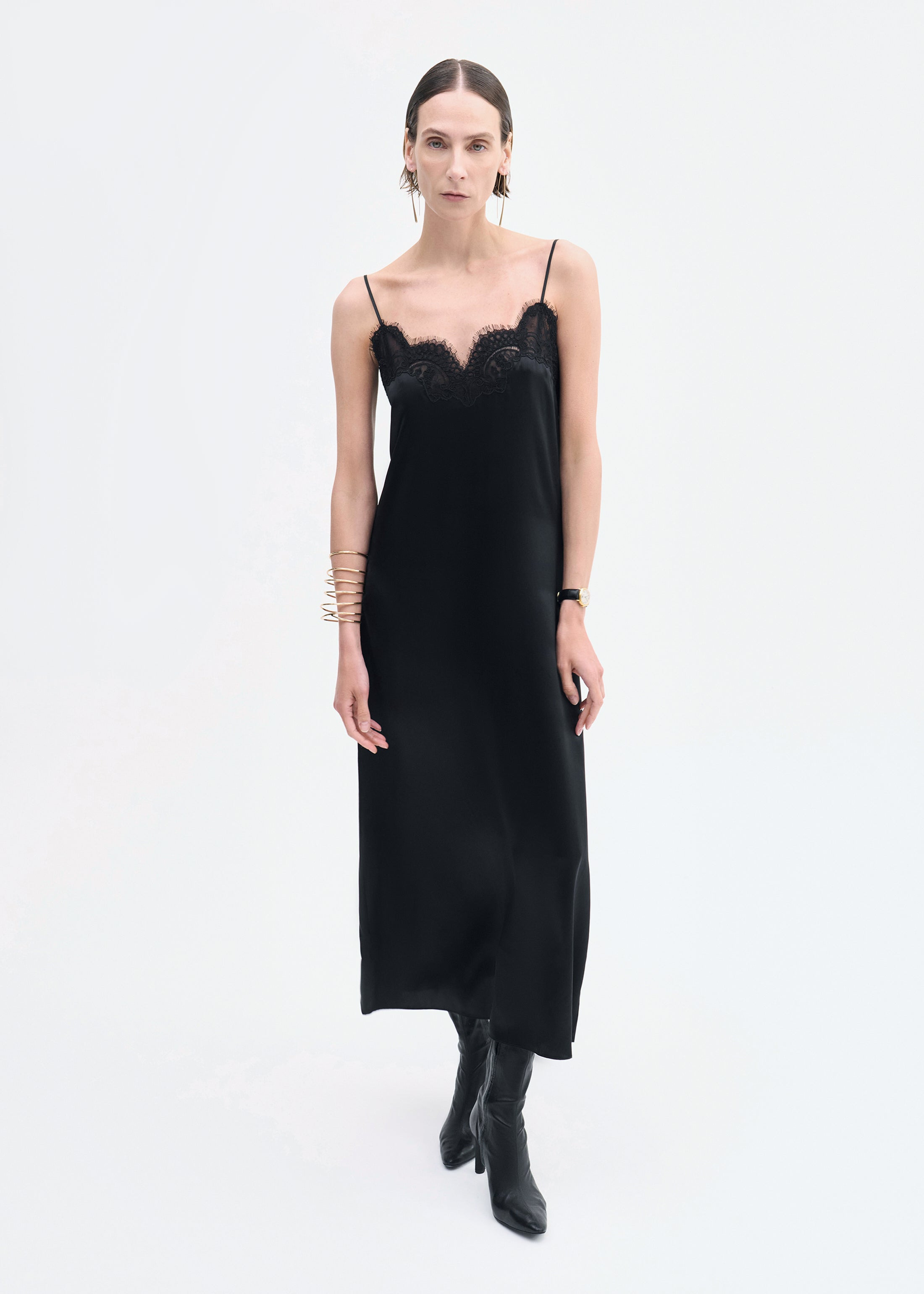 Lace Slip Dress in Silk - 2
