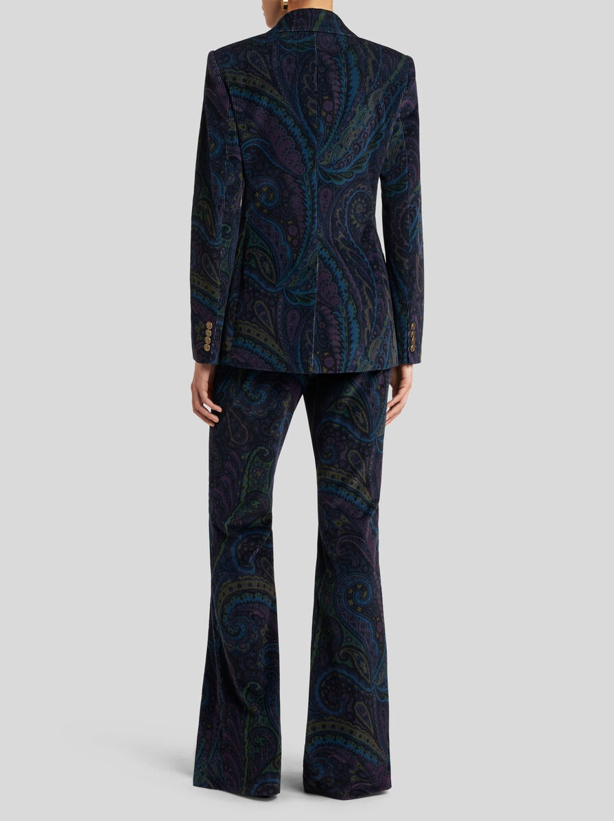 DOUBLE-BREASTED JACKET IN PRINTED CORDUROY VELVET - 4