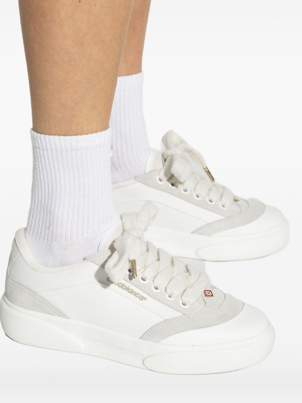 suede-panel lace-up sneakers - 5