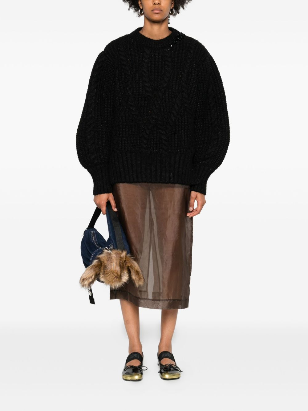 embellished cable-knit sweater - 2