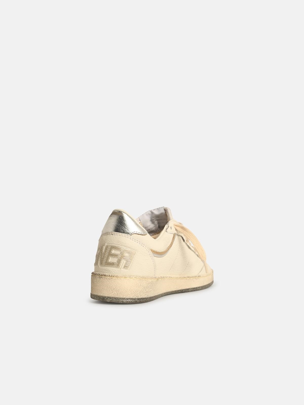 'BALL-STAR' WHITE LEATHER SNEAKERS WITH SILVER STAR AND HEEL - 3