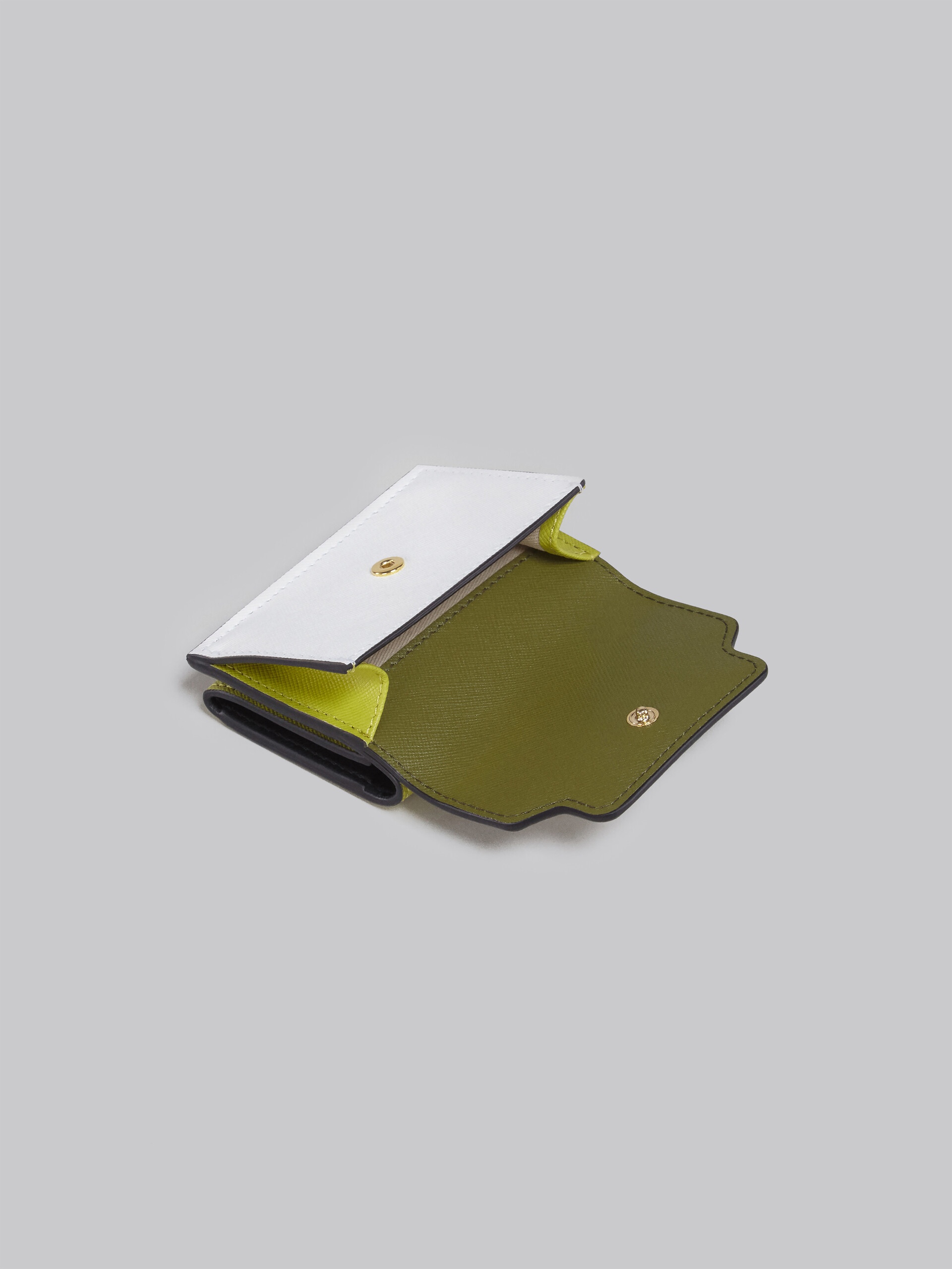 GREEN AND WHITE SAFFIANO LEATHER TRI-FOLD  WALLET - 5