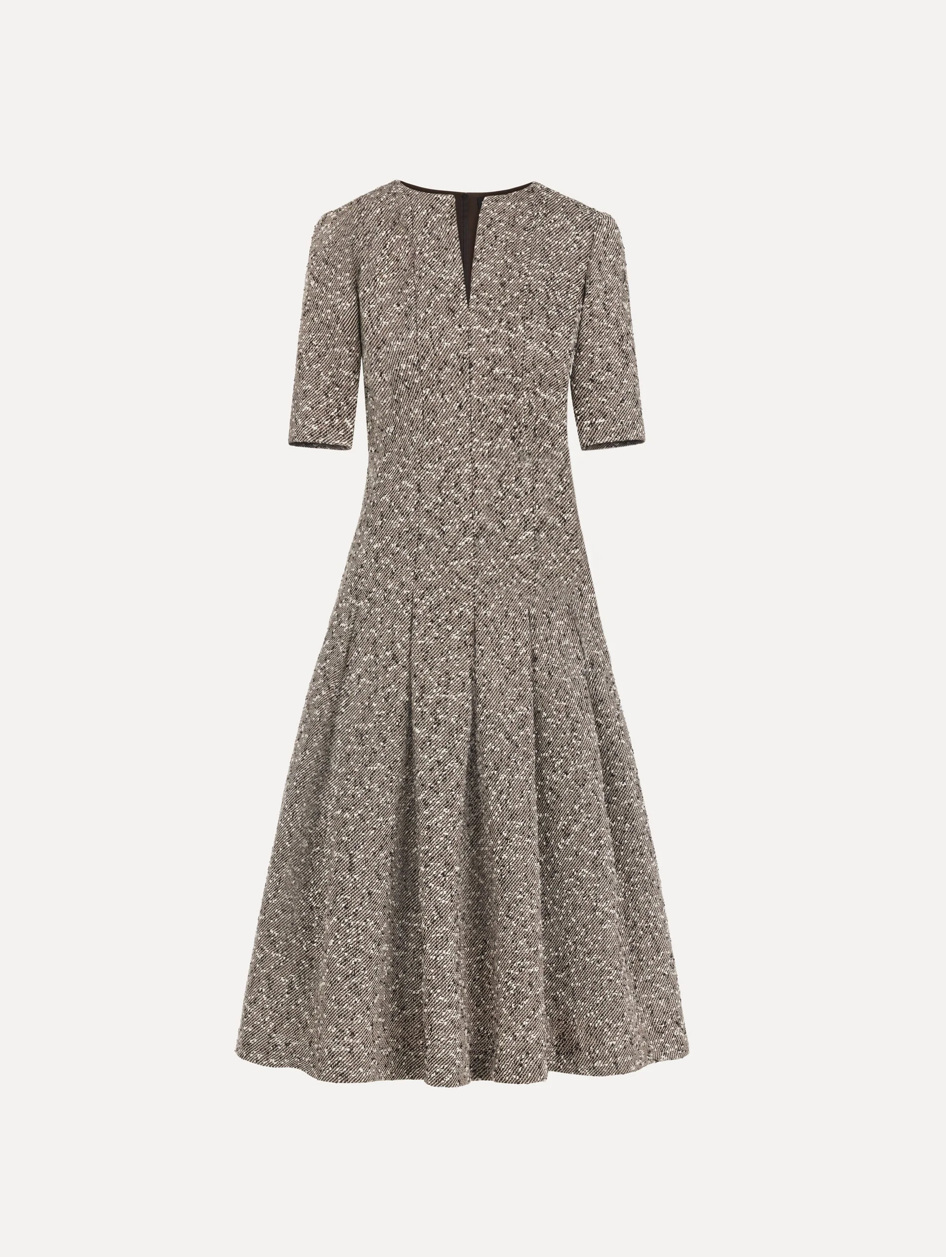 SLUB WOOL TWEED GAUZE DRESS - 1