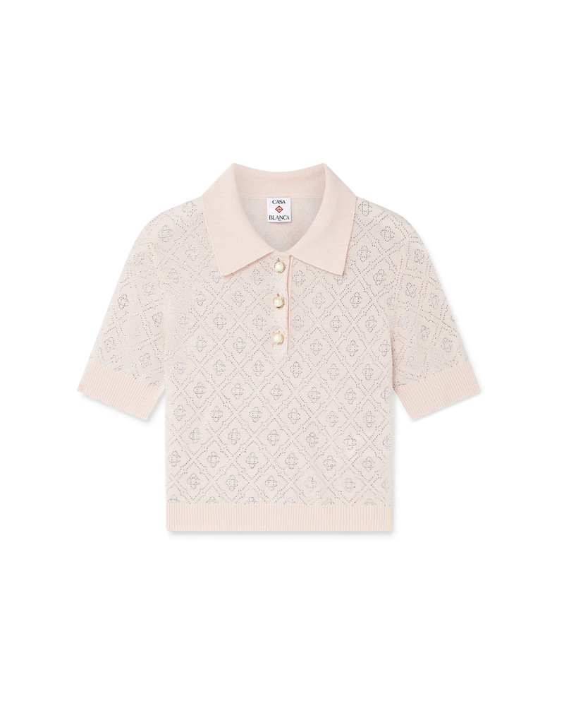 Crystal Monogram Knit Polo Shirt | Casablanca Paris - 1