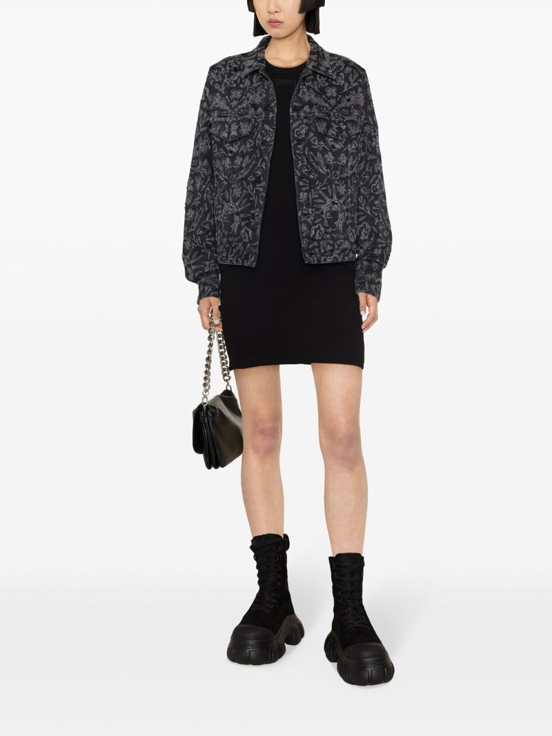 Off-White Tattoo distressed denim jacket outlook