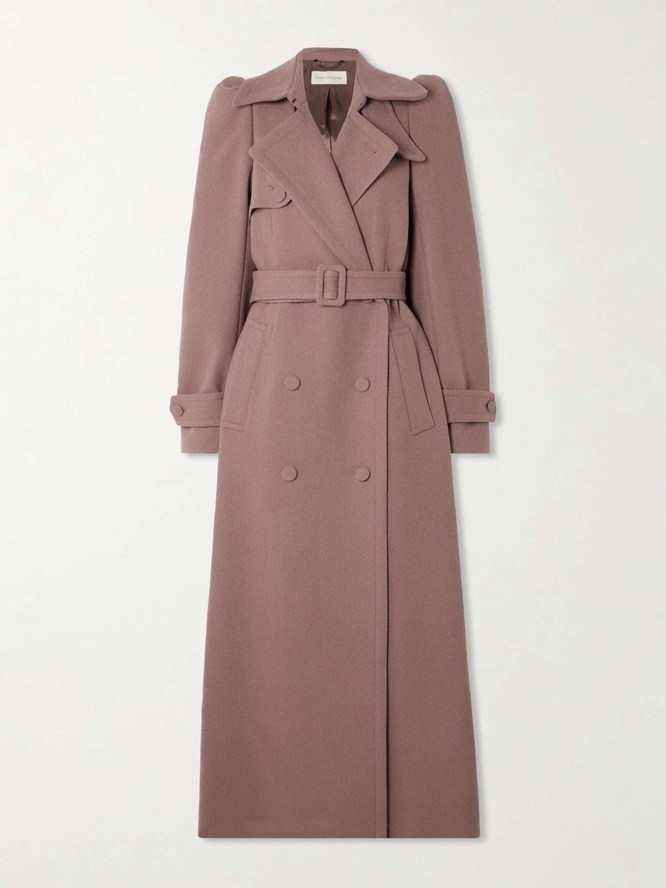 Belted wool-blend twill coat - 1