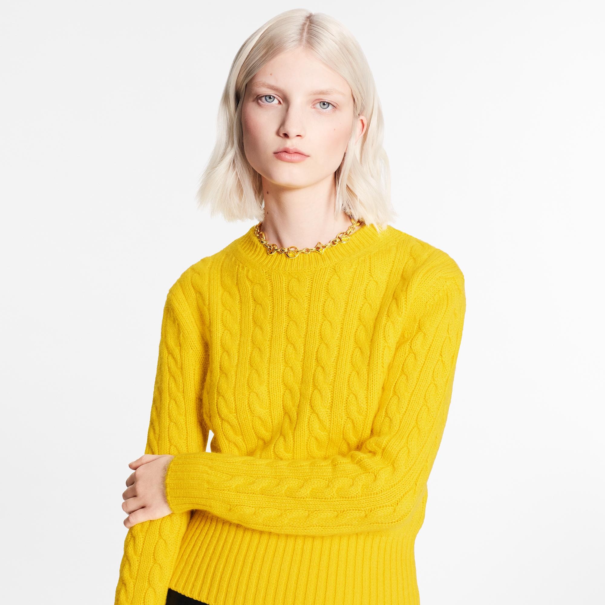 Pop-Colored Cashmere Cable-Stitch Sweater - 3