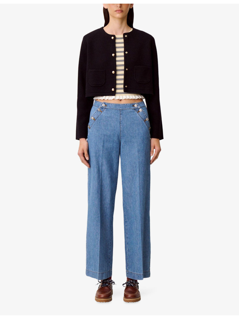 Claudie Pierlot Button-Up Wide-Leg Denim Jeans outlook