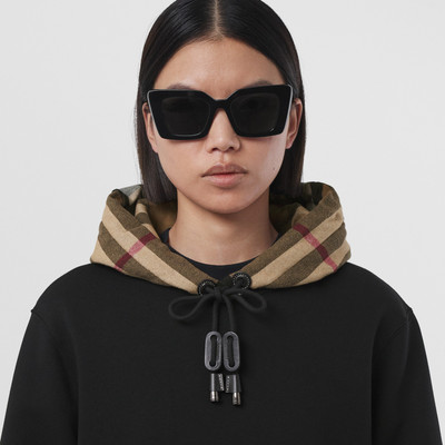 Burberry Check Hood Cotton Oversized Hoodie outlook