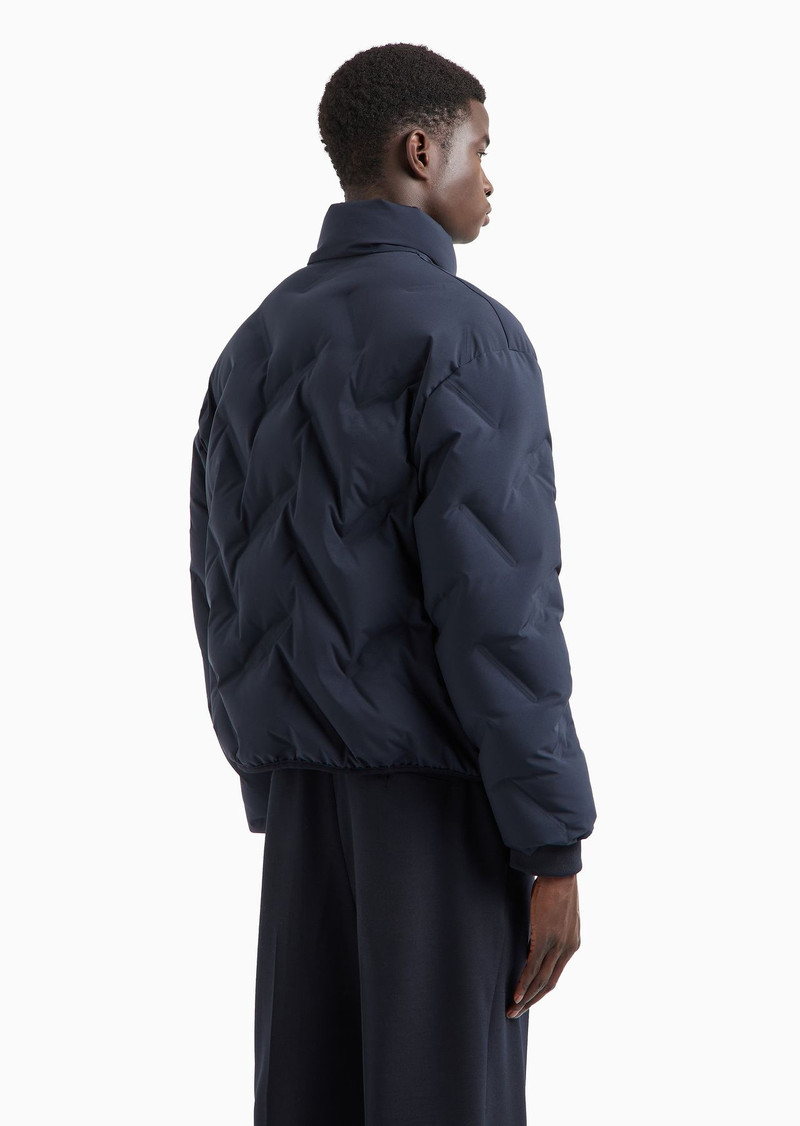 Full-zip nylon down jacket with all-over matelassé-effect micro eagle 3
