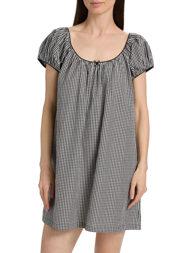 Women's Julia Cotton Minidress - Noir La Maddalena Gingham 3