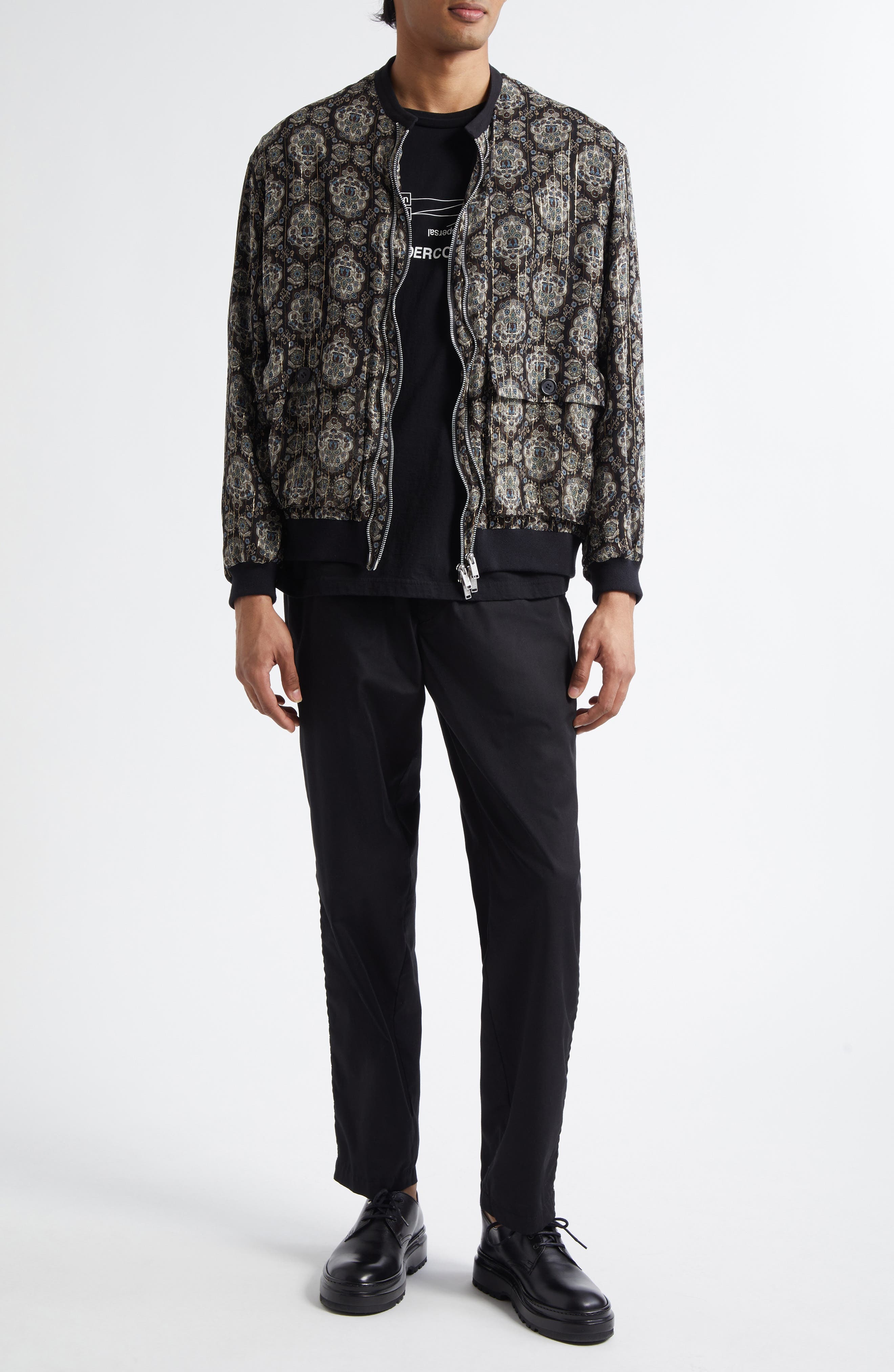 Undercover Print Silk Blend Blouson Jacket in Black Base at Nordstrom - 2