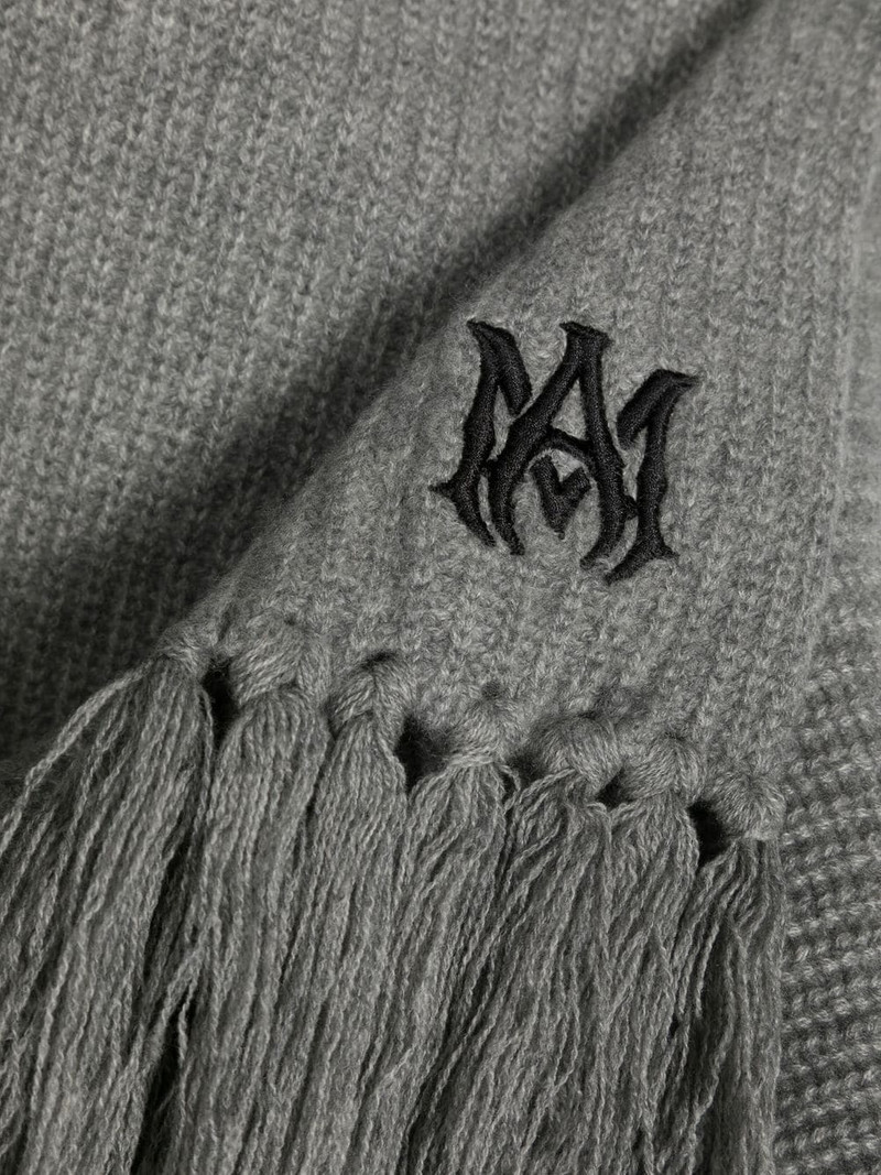 logo-embroidered fringed cashmere scarf 3