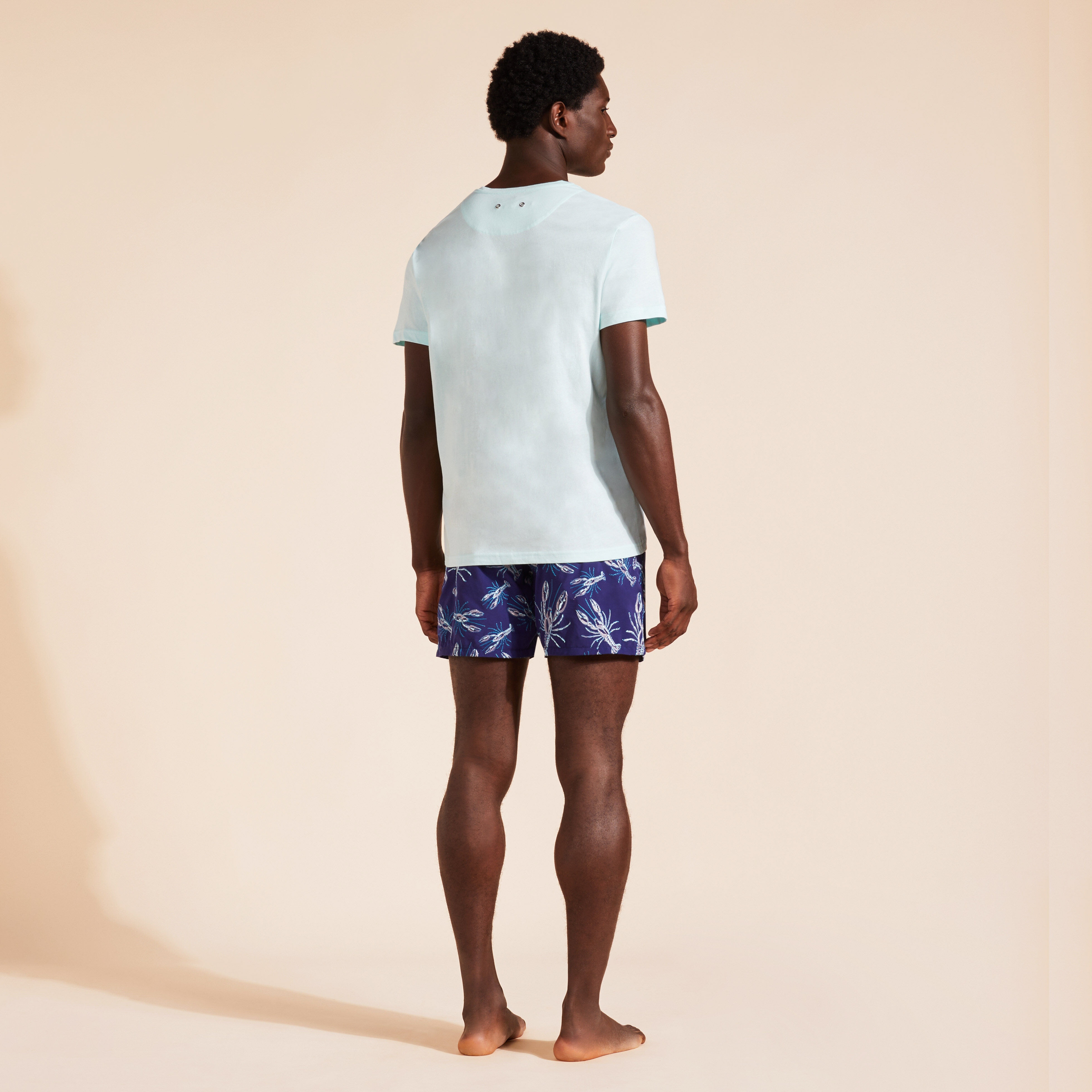 Men Organic Cotton T-Shirt Placed Flocked Lobster - 4