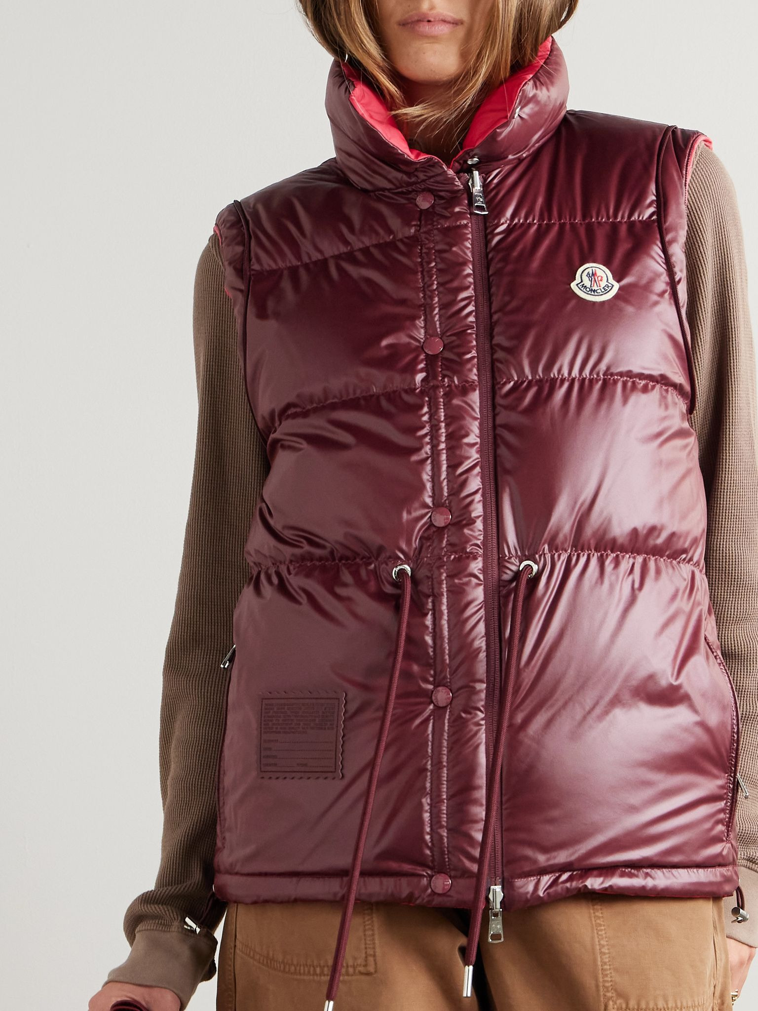Verone reversible twill-jacquard trimmed quilted shell down jacket Burgundy - 7