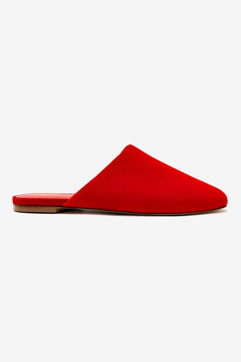 Venice Flat Mule and Pouch Kit In Scarlet Suede 3