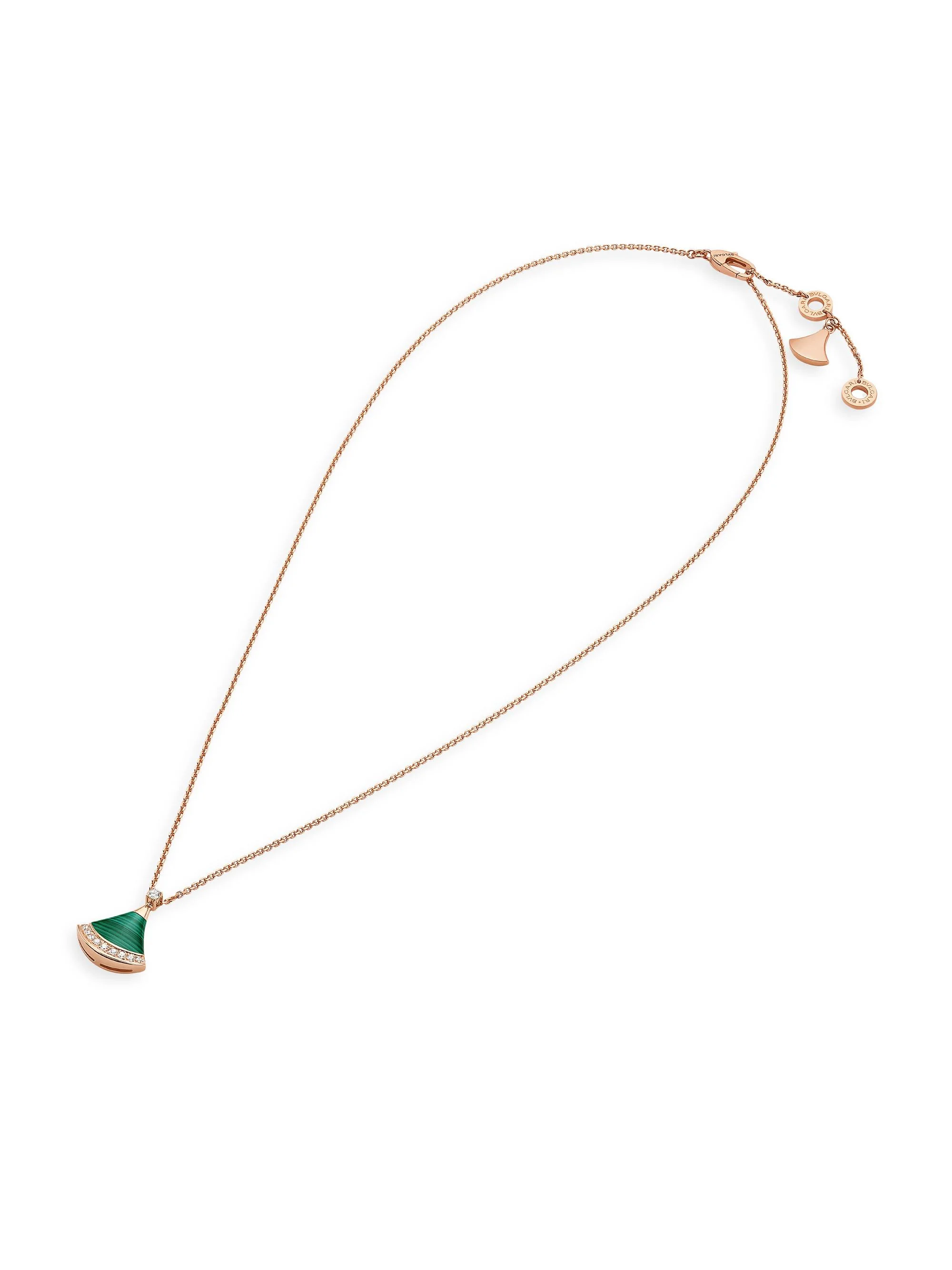 Women's Divas' Dream 18K Rose Gold, Malachite & 0.13 TCW Diamond Pendant Necklace - Pink Gold - 1