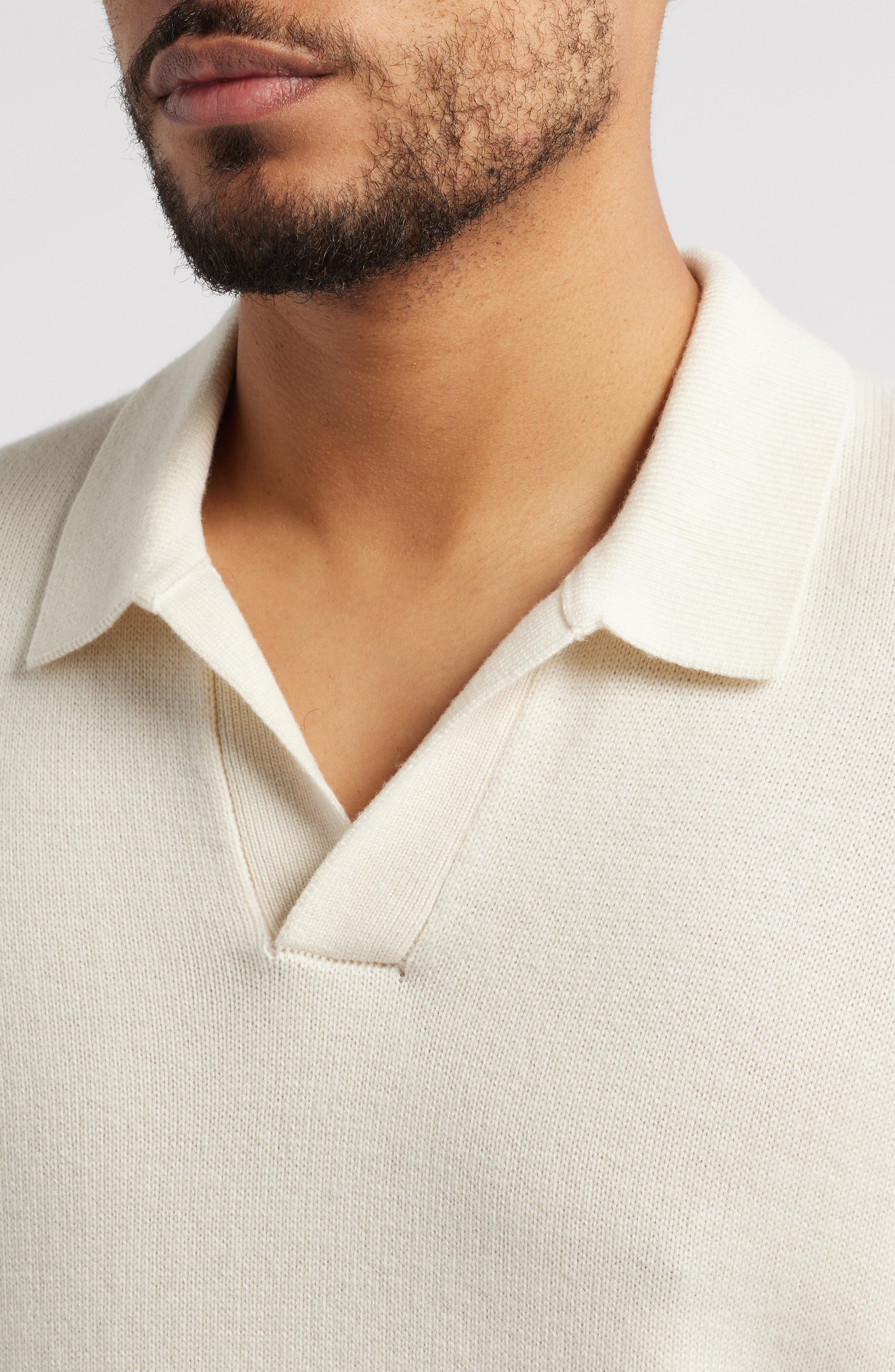 FRAME Wool & Silk Johnny Collar Sweater in Off White at Nordstrom - 3