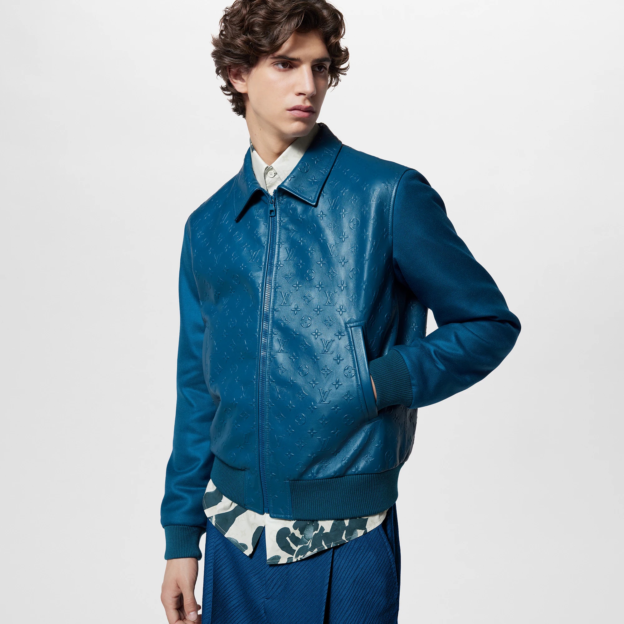 Monogram Embossed Leather And Wool Blouson - 5
