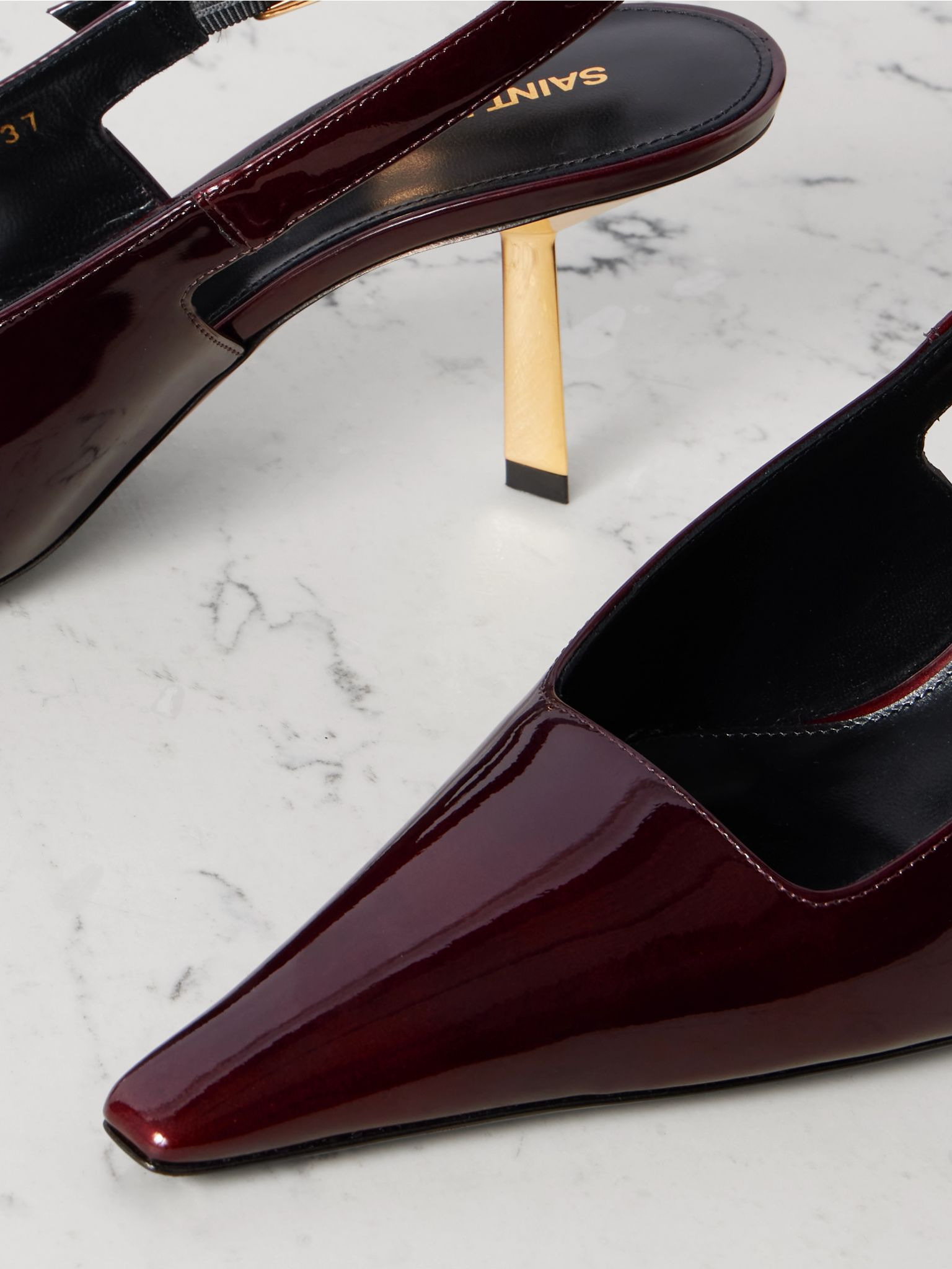 Lee patent-leather slingback pumps Brown - 4
