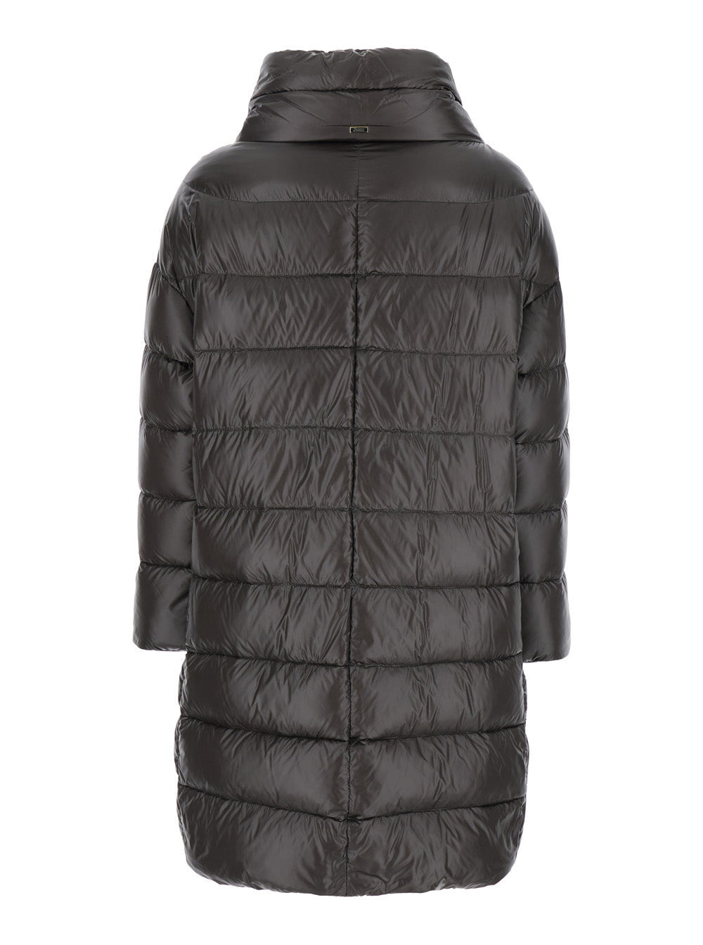 Herno Women 'Matilde' Grey Down Jacket With Mock Neck And Two Front Welt Pockets With Button In Tech - 2