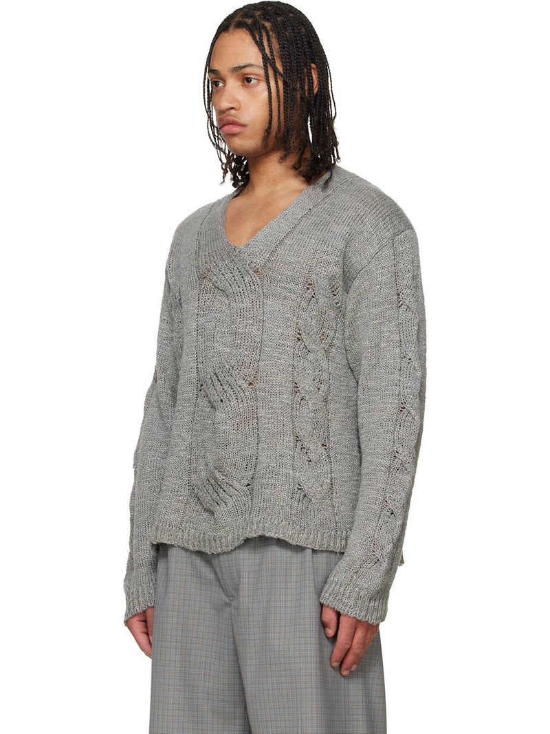 Our Legacy Gray Link V-Neck Sweater outlook