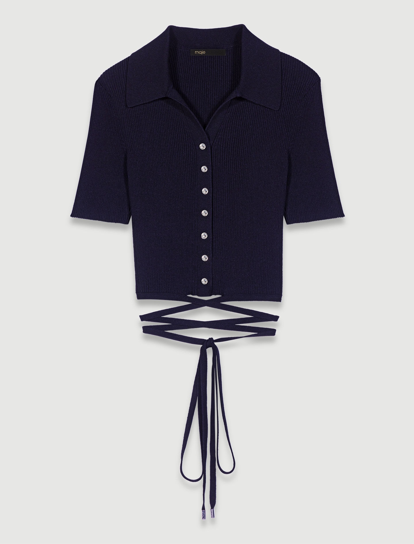 Knit crop top with ties - 1