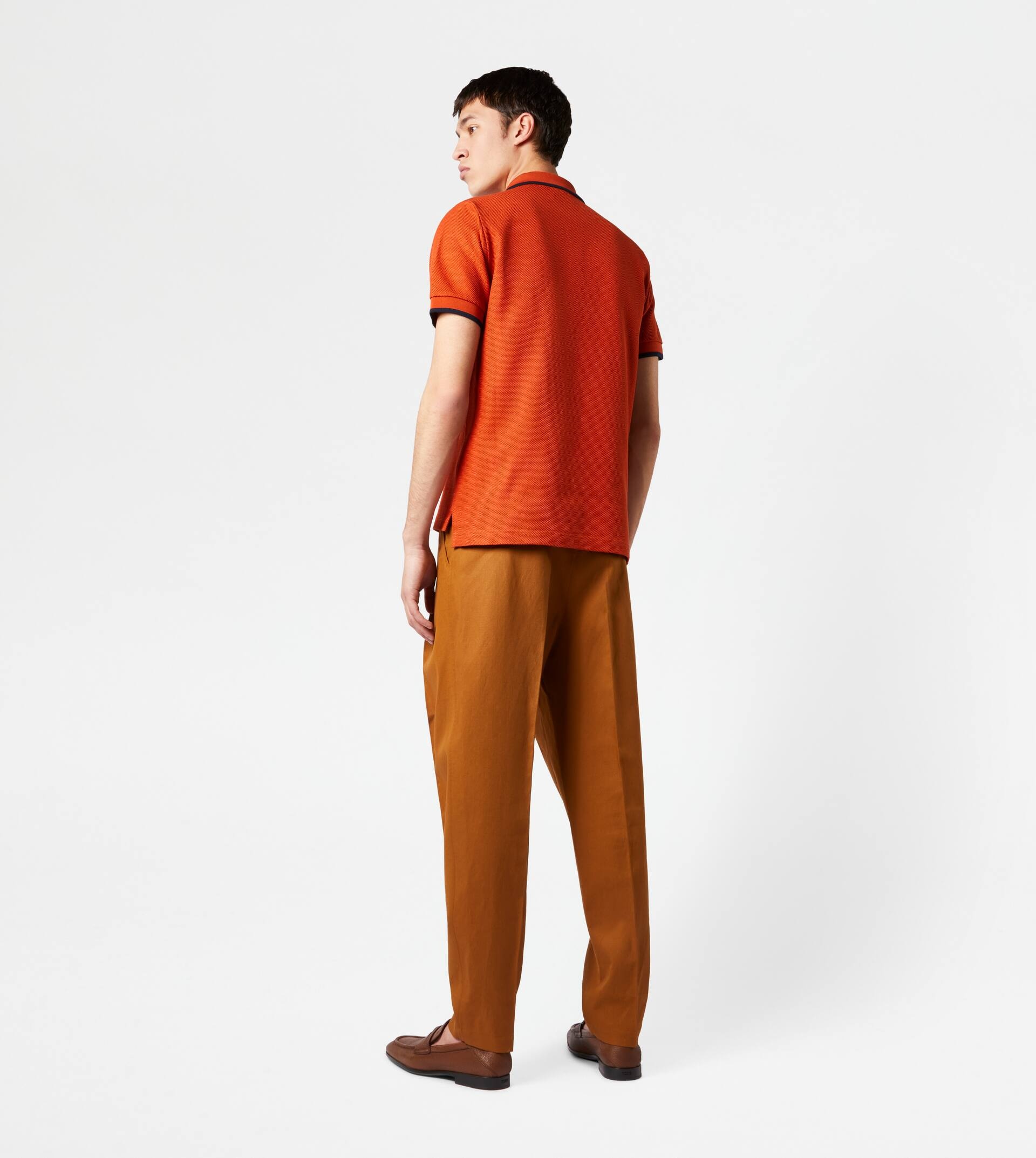 POLO SHIRT IN JACQUARD COTTON - ORANGE - 3