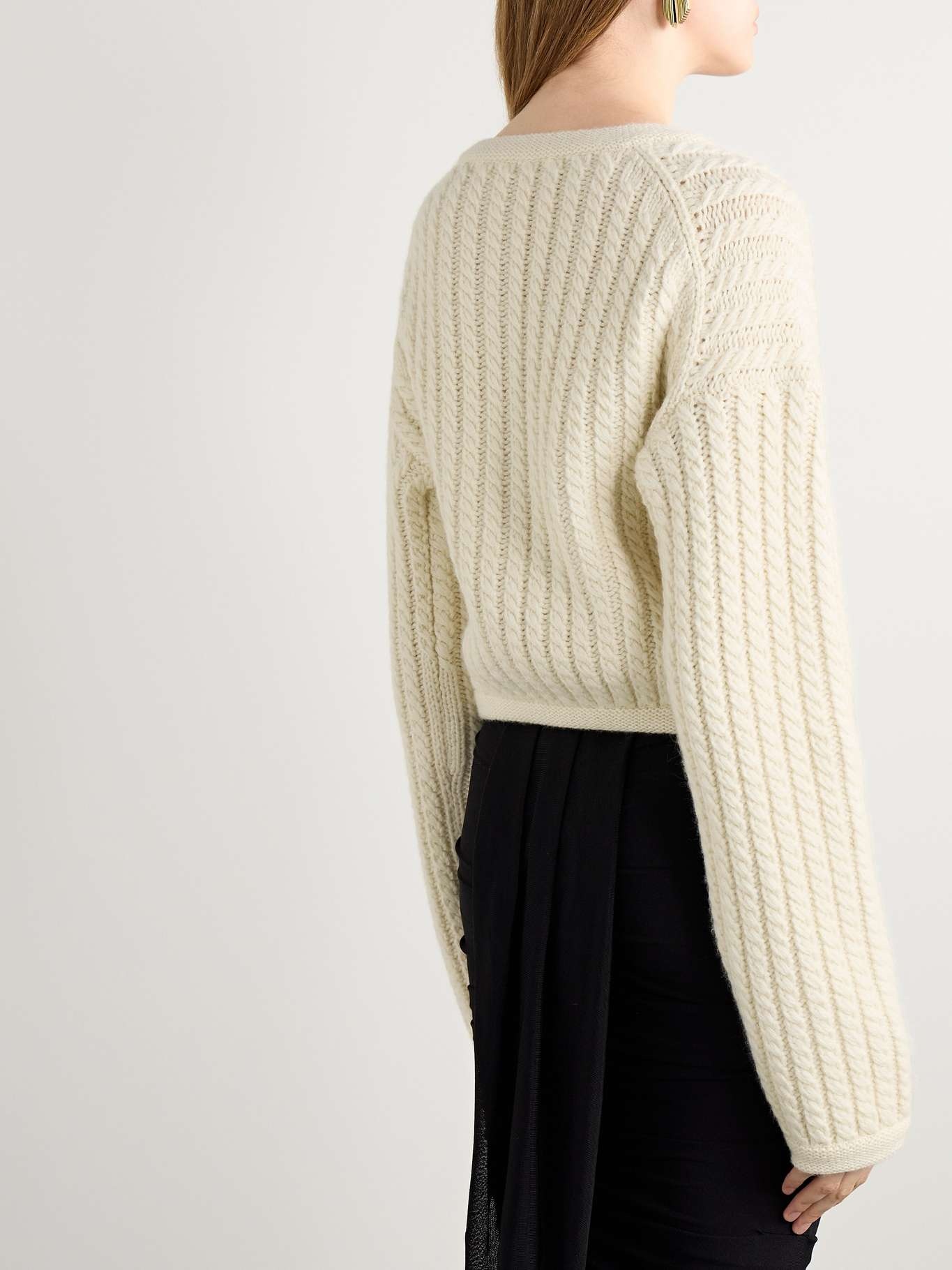 Balser cable-knit cashmere and mohair-blend cardigan Cream - 3