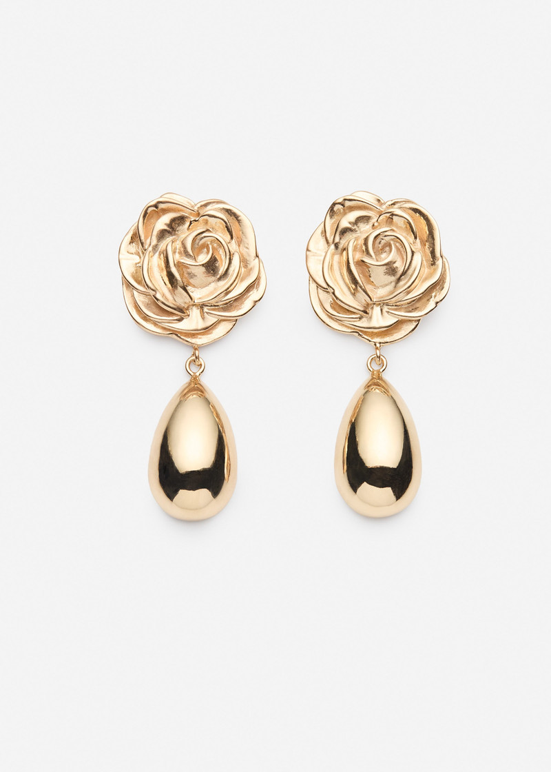Rose teardrop earrings in gold 1
