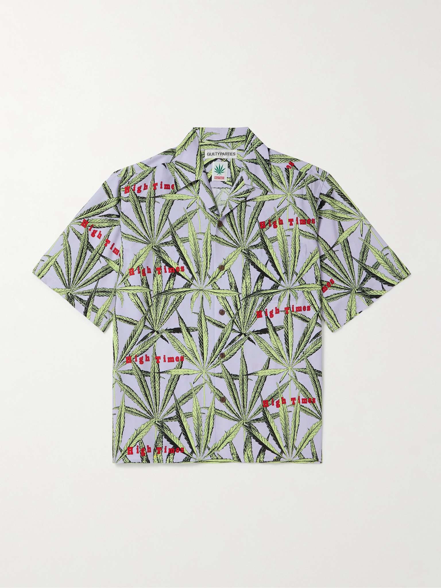 + High Times Convertible-Collar Printed Crepe Shirt - 1