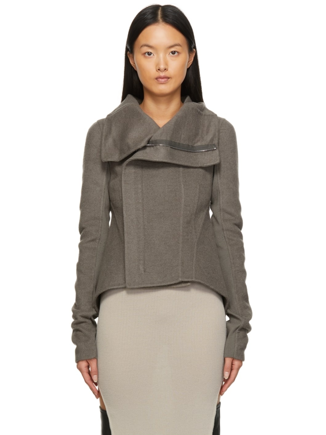 Brown Cashmere Naska Biker Jacket - 1