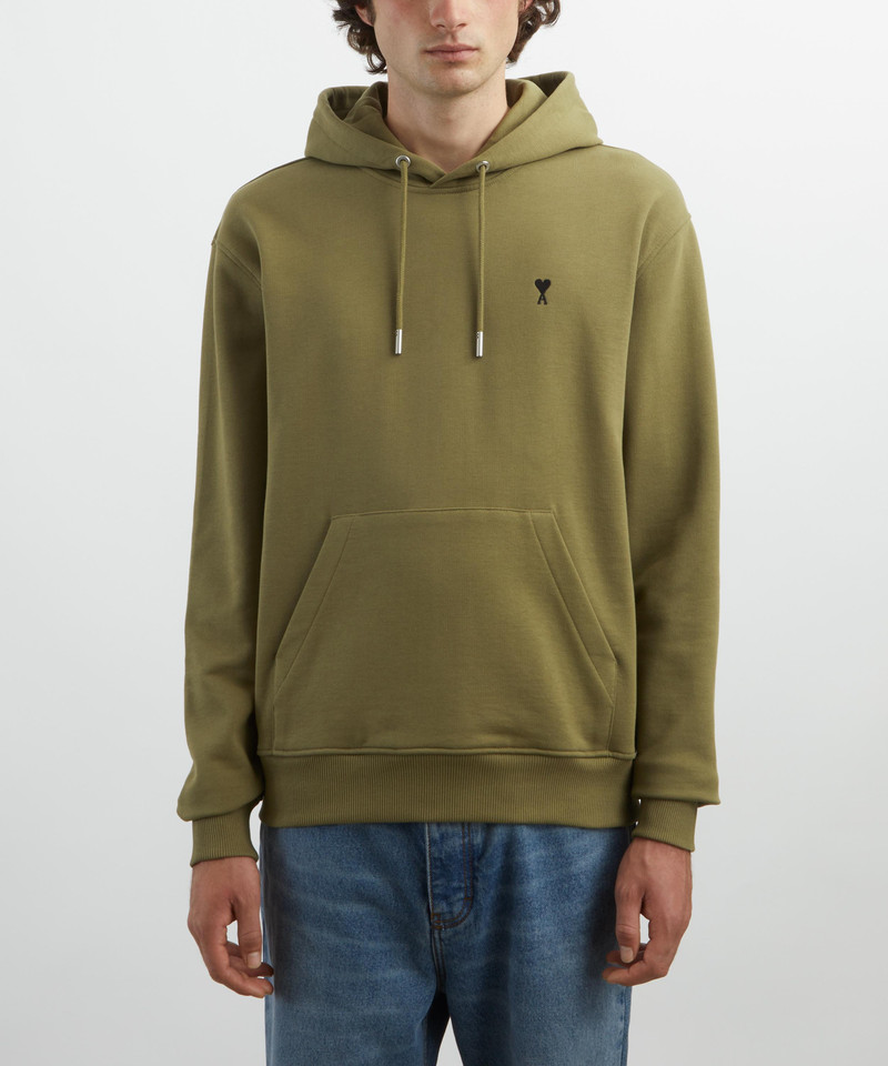 AMI Paris Cotton Contrast Ami de Coeur Hoodie outlook