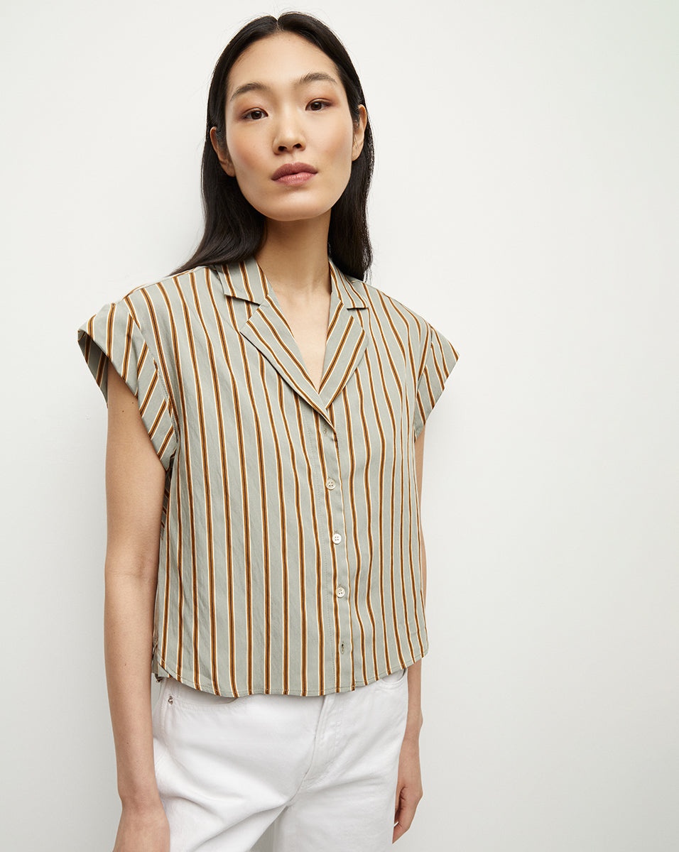 KASA STRIPED BUTTON-DOWN TOP - 2