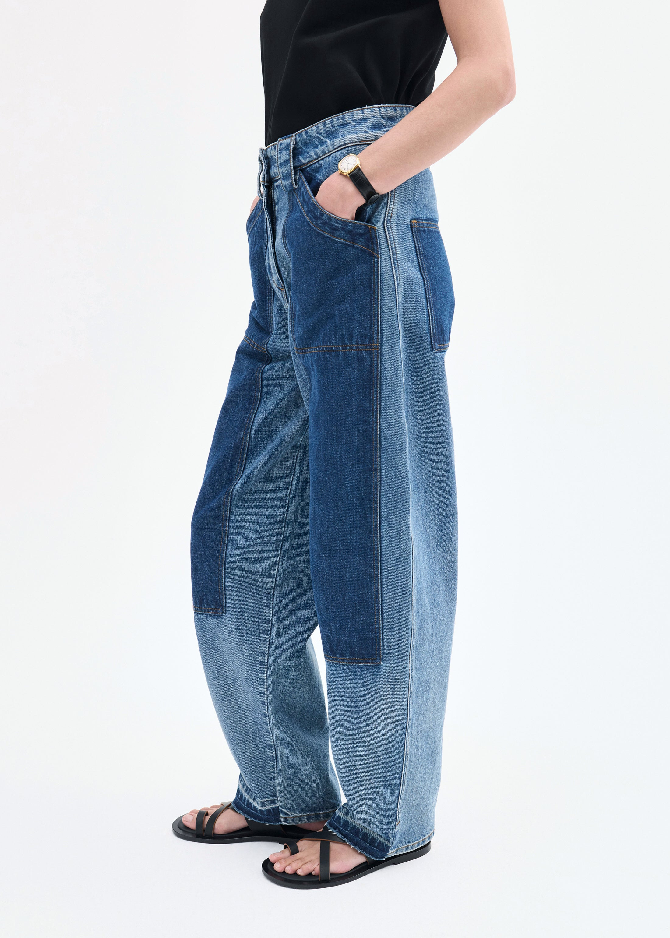 Patchwork Pant in Denim - 4