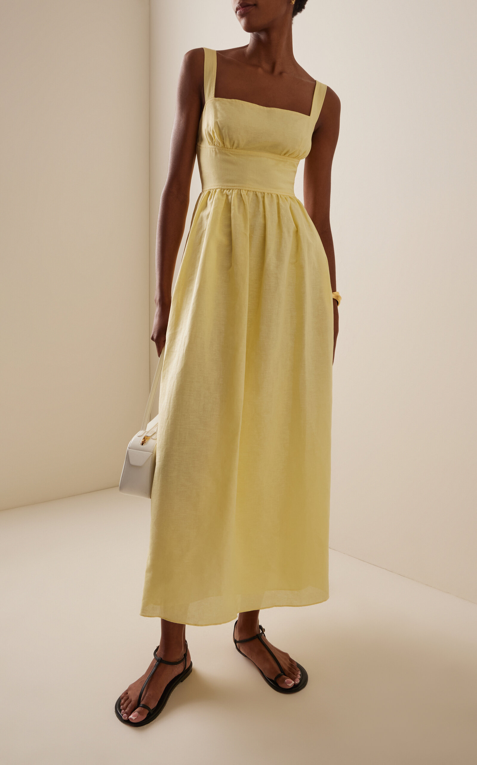 Exclusive Crossback Linen-Cotton Maxi Dress yellow - 2