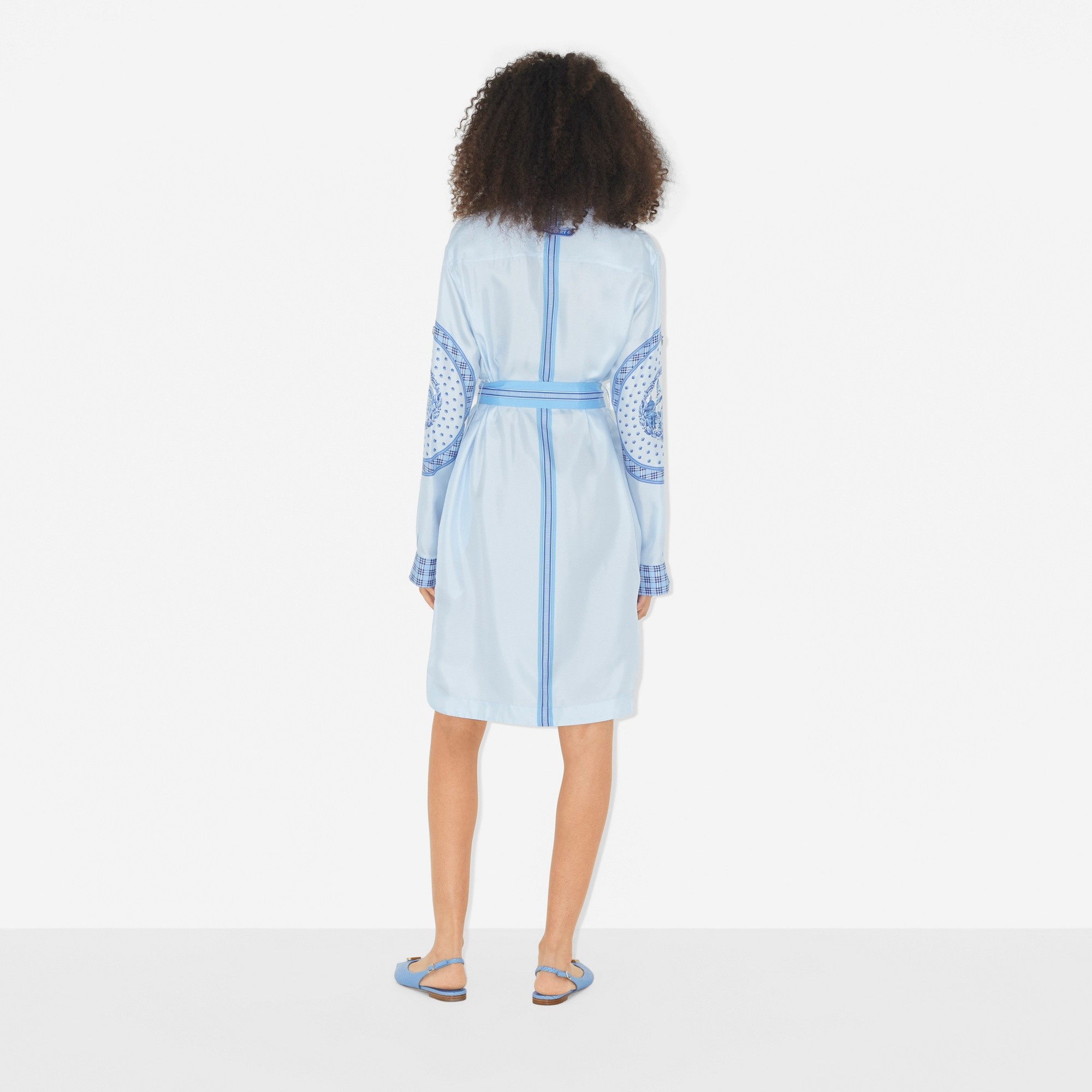Monuments Print Silk Belted Shirt Dress - 4