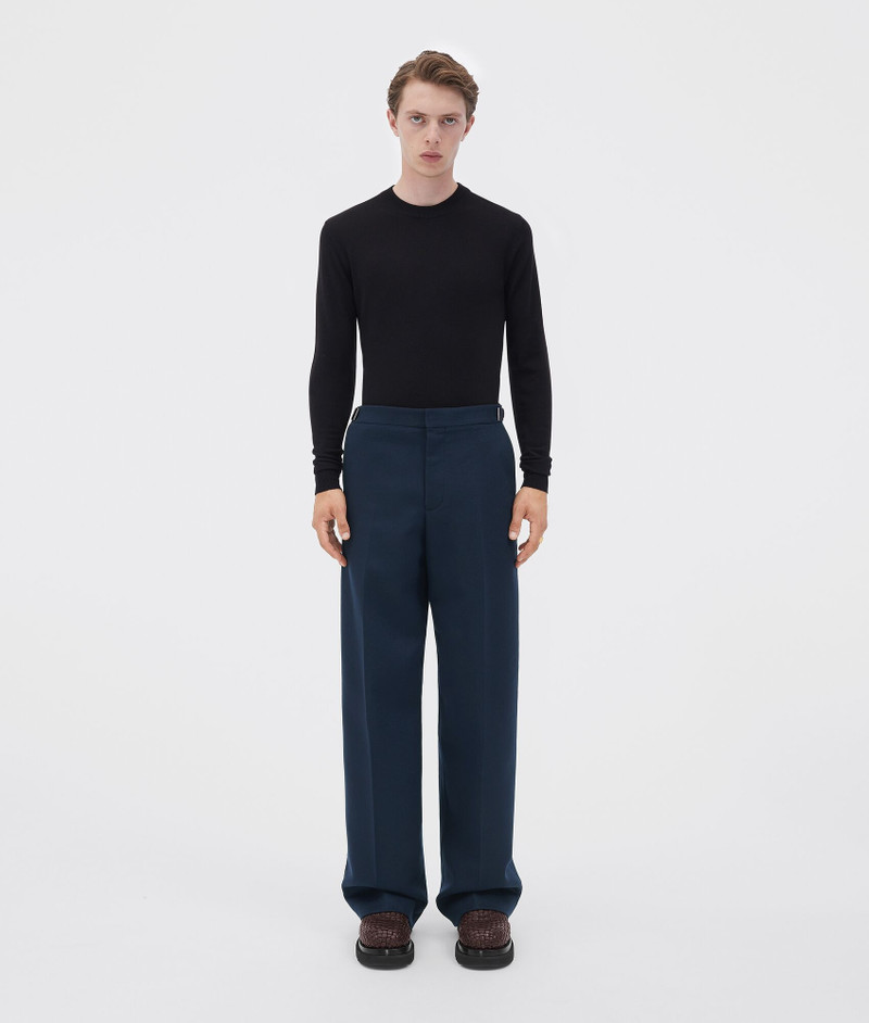 wool flannel 넓은 다리 바지 - 1