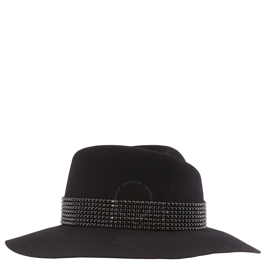 Maison Michel Ladies Black Virginie Studded Strass Fedora Hat - 5
