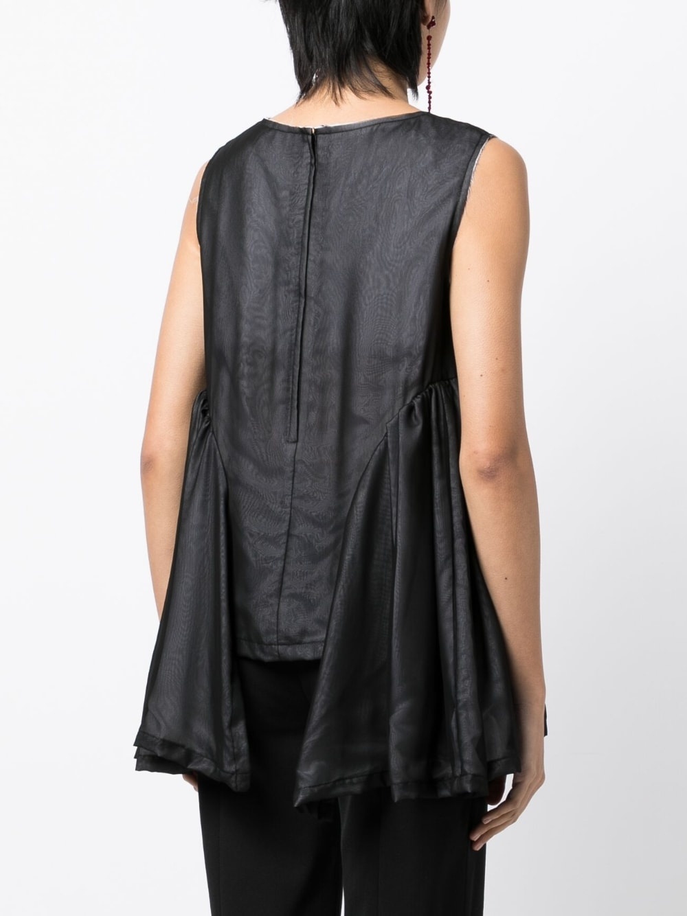 draped-detail sleeveless blouse - 4