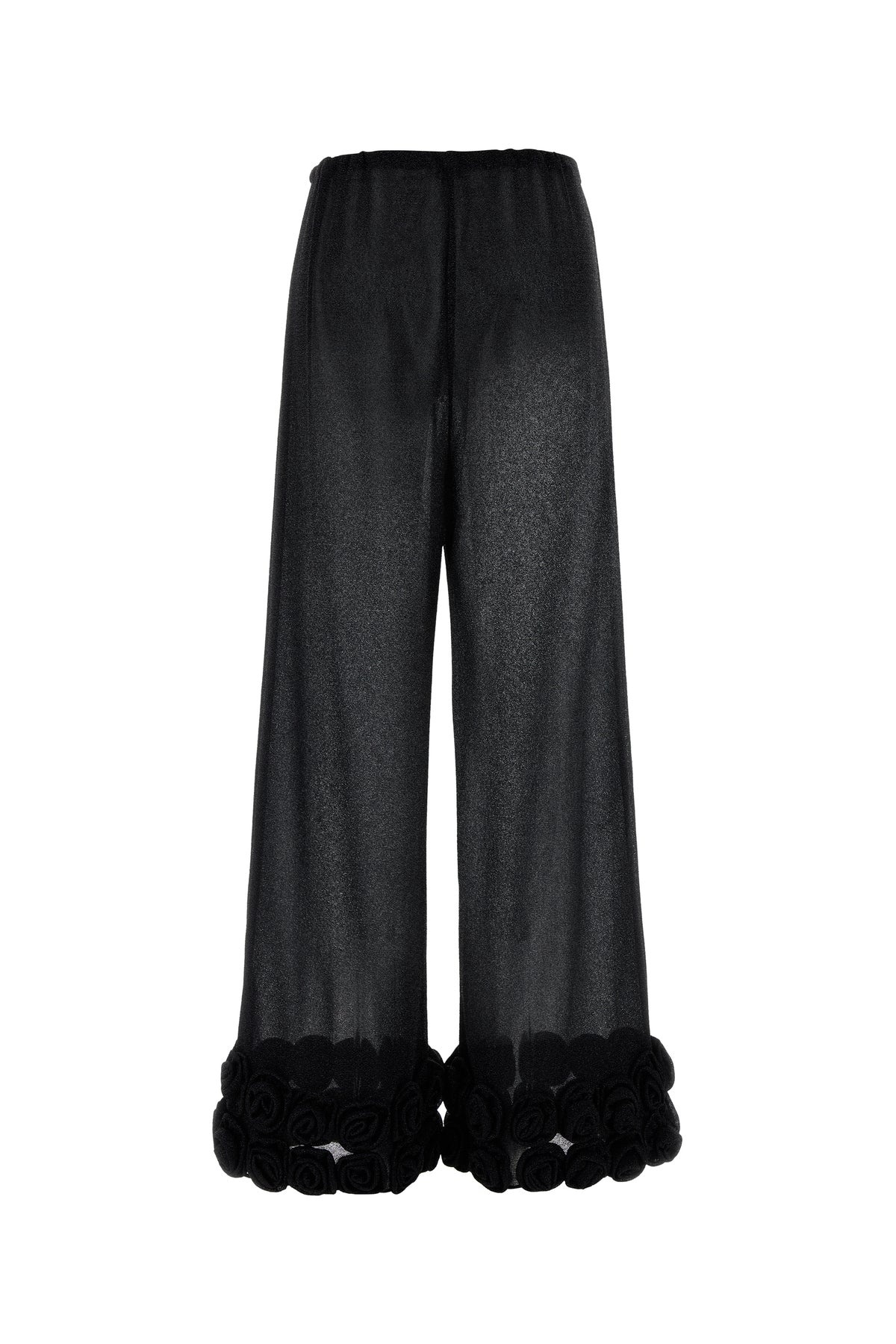 Black nylon wide-leg pant - 2
