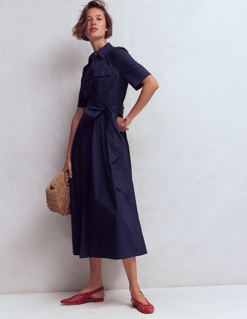 Zoe Short Sleeve Shirt Dress-Navy 5