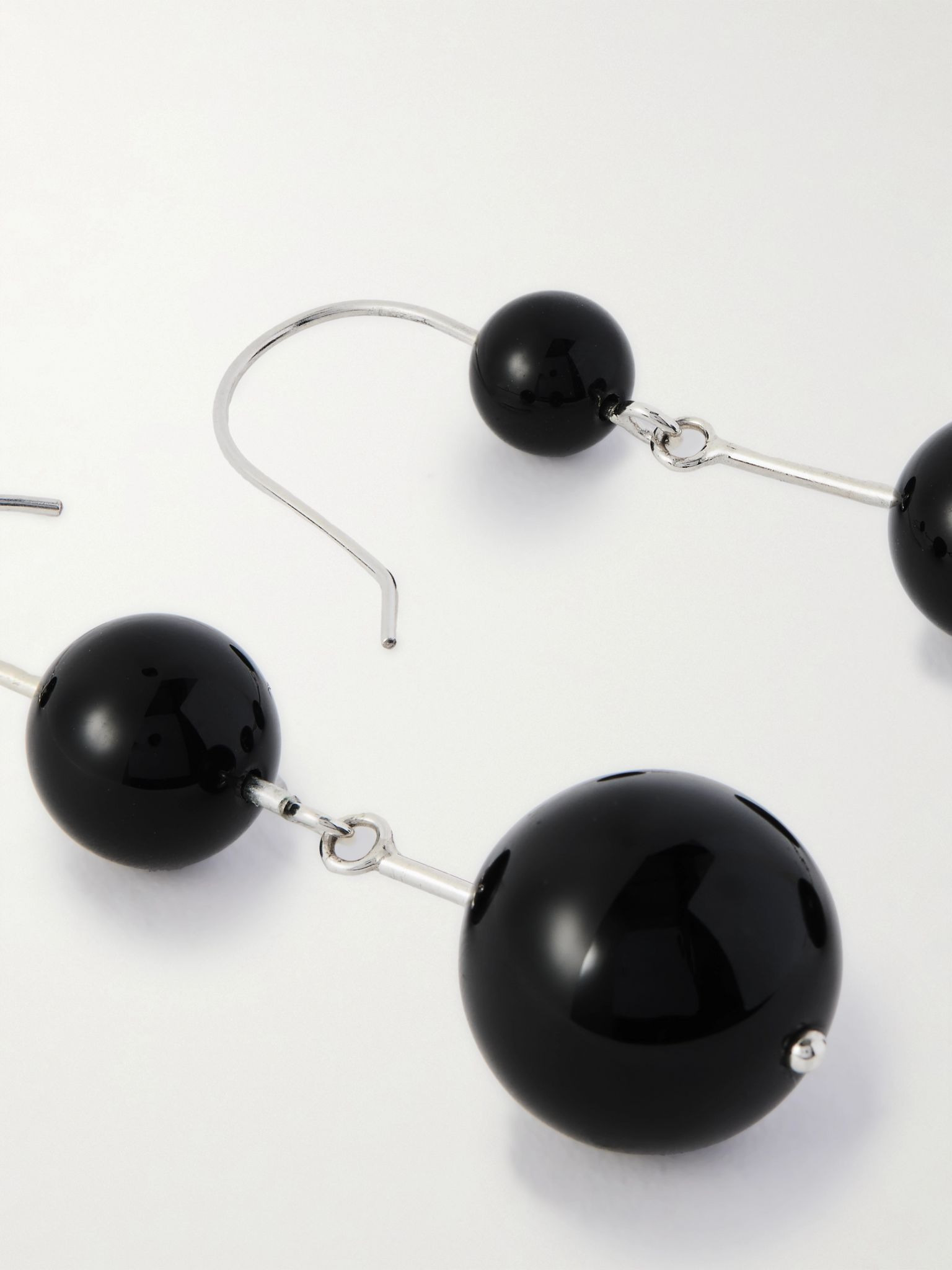 Olive silver onyx earrings Black - 3